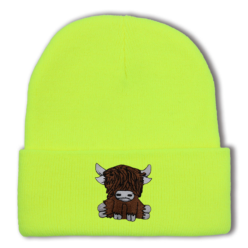Cartoon Long Hair Yak Knitted Hat Winter Warm Wool