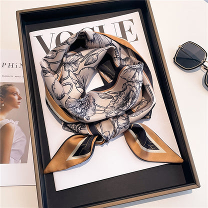 Thin Houndstooth Silk Scarf - Hair Tie
