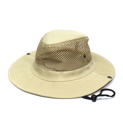 Patchwork Mesh Bucket Hat Sun Protection Foldable