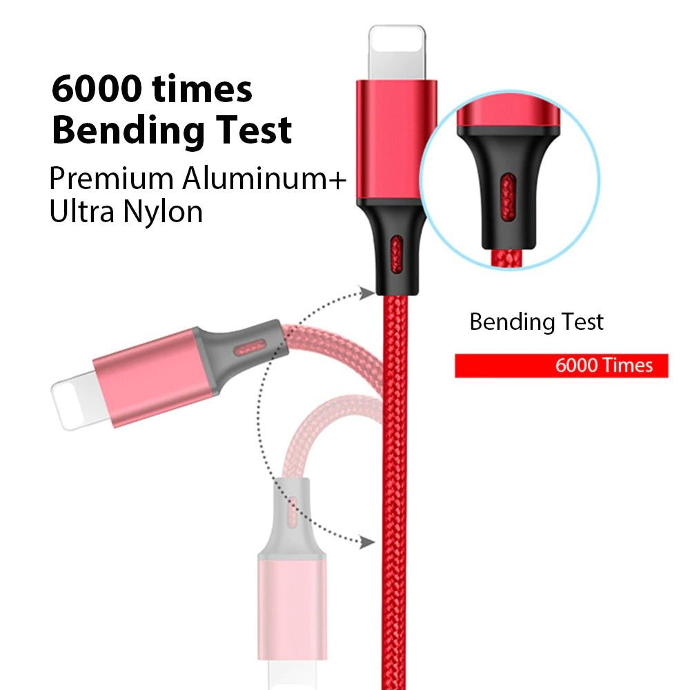 a red and black cable connected to an iphone