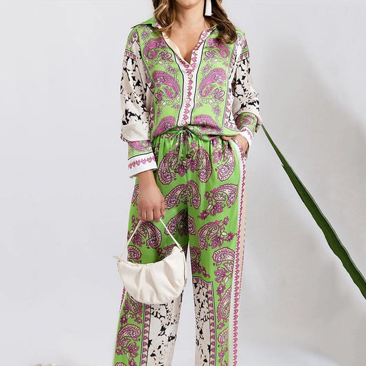 Women's Casual Long-Sleeve Loose Trousers Set