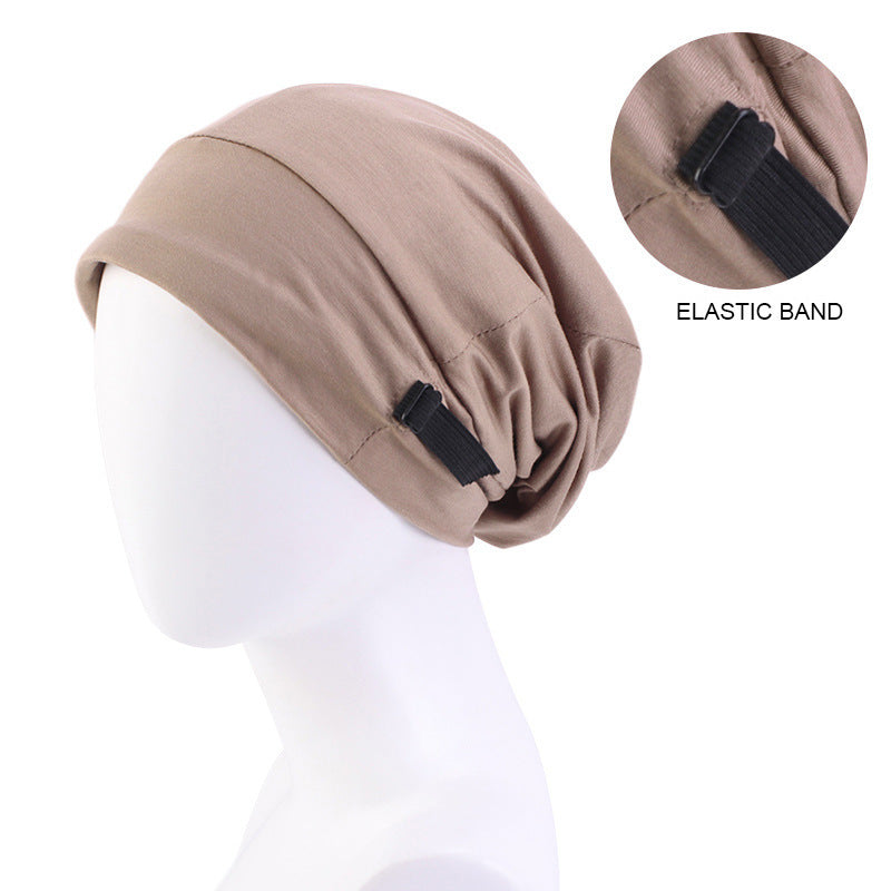 Invisible Adjustable Buckle Cotton Satin Nightcap