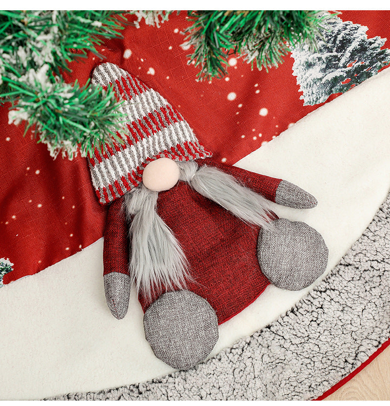 Linen Christmas Tree Skirt Bottom Decoration Supplies