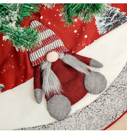 Linen Christmas Tree Skirt Bottom Decoration Supplies