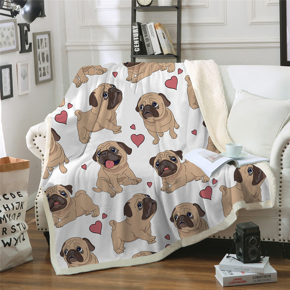 Winter Double Layer Fleece Blanket Puppy Series