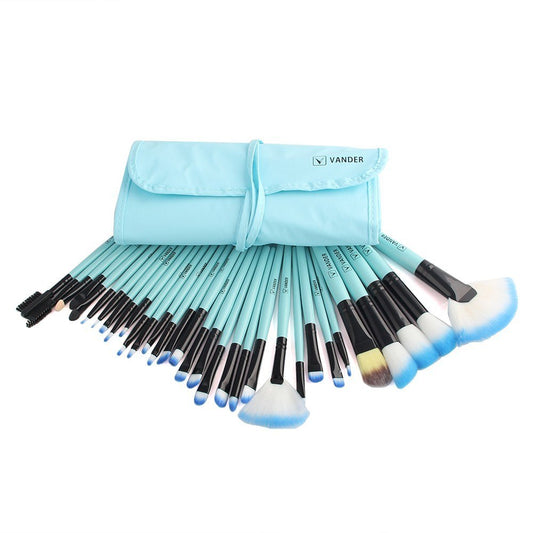 32-Piece Professional Blue Makeup Brush Set
