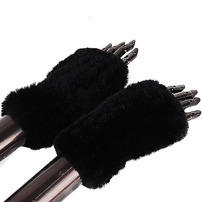 Rex Rabbit Fur Half Finger Gloves