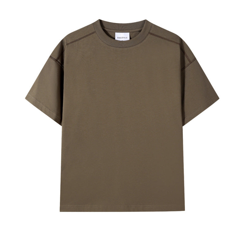 Retro Casual Contrast Color Line T-shirt
