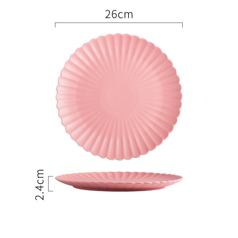 Creative Solid-color Ceramic Plate Round Steak Plate