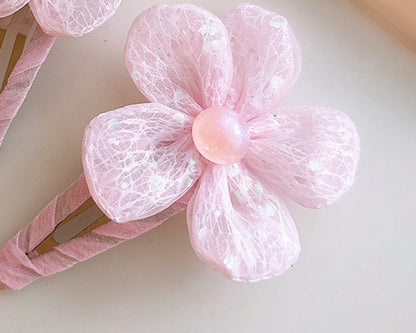 Sweet Snow Yarn Flower Children's Barrettes