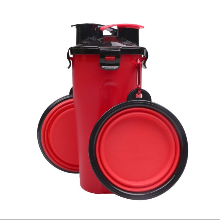 2-in-1 Pet Water Bottle Dispenser with Silicone Bowl