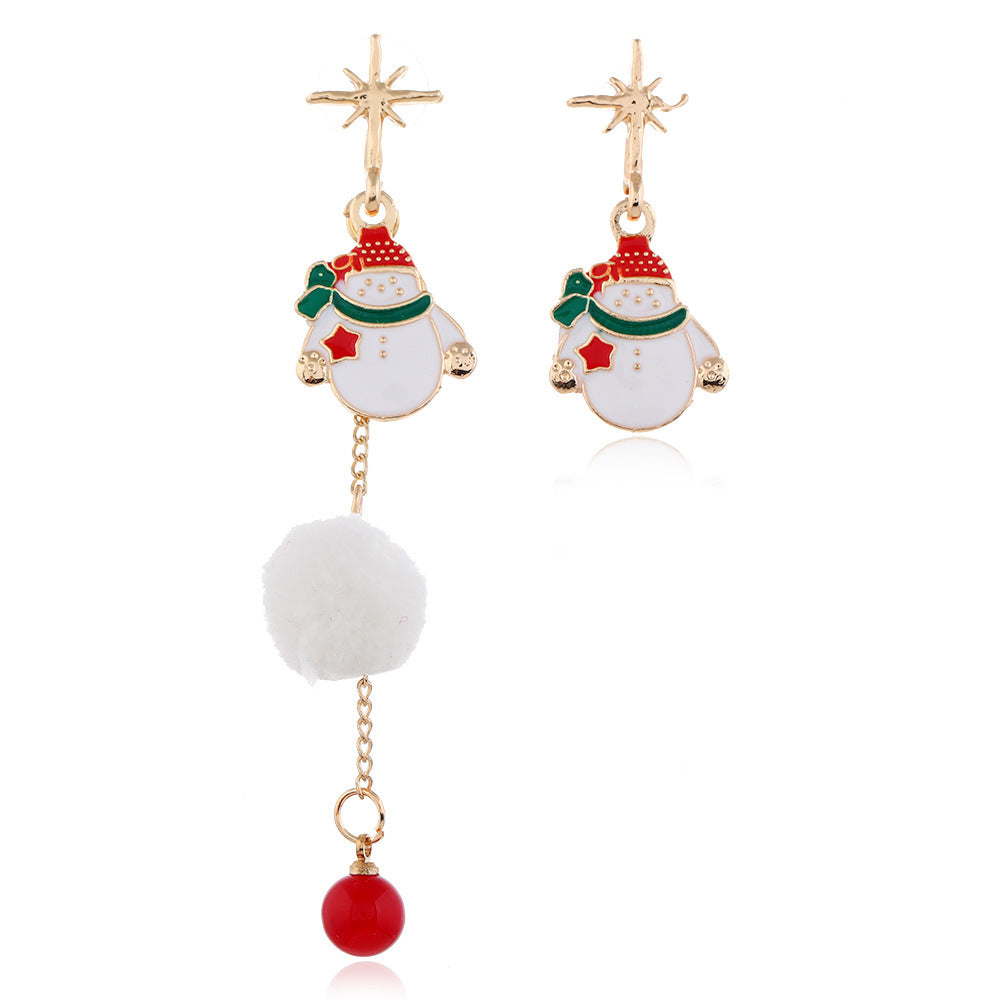 European American Christmas Snowflake Earrings