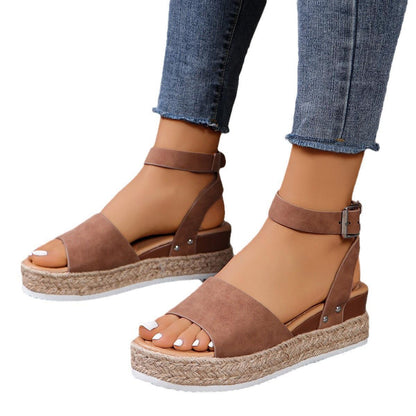 Women's Hemp Rope Wedge Peep Toe Sandals