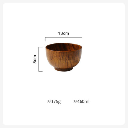 Japanese Style Wooden Rice and Soup Bowl
