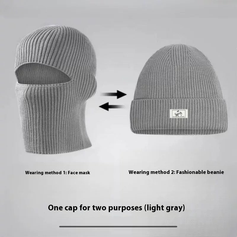 Men's Outdoor Thickened Warm Wool Hat Mask Dual-use