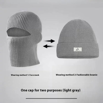 Men's Outdoor Thickened Warm Wool Hat Mask Dual-use