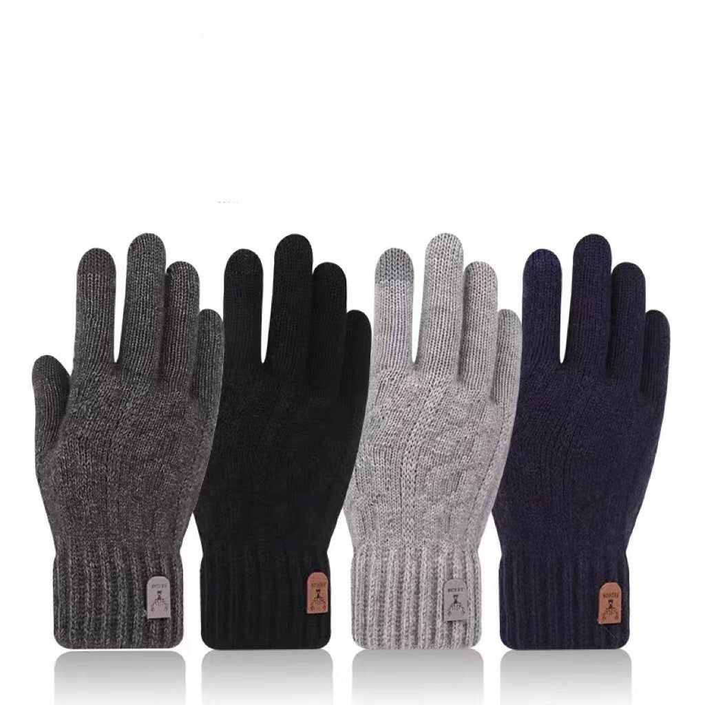 Cold-proof Woolen Knitted Driving Gloves for Men
