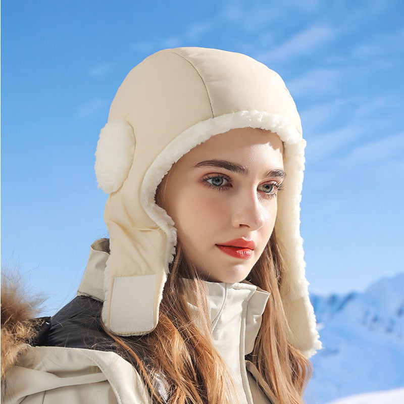 Down Plush Windproof Waterproof Winter Hat