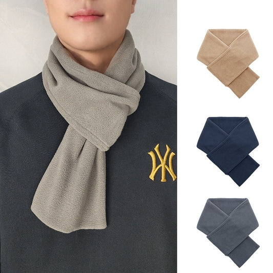 Men's Autumn Winter Solid Color Polar Fleece Scarf