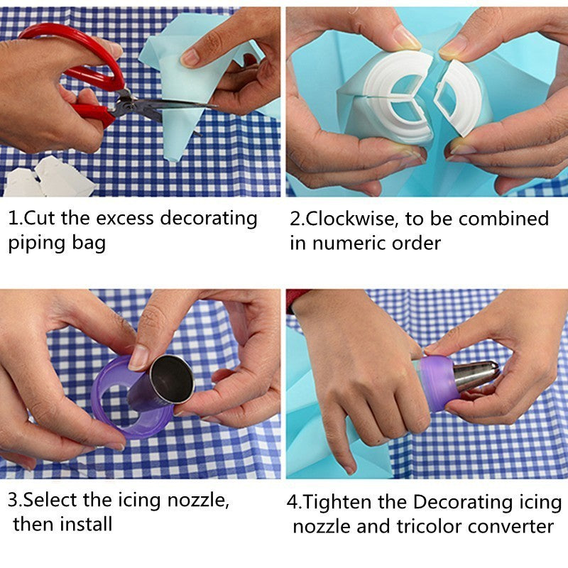 3-Color Cake Decorating Pastry Bag Nozzle Converter