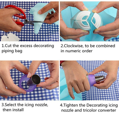 3-Color Cake Decorating Pastry Bag Nozzle Converter