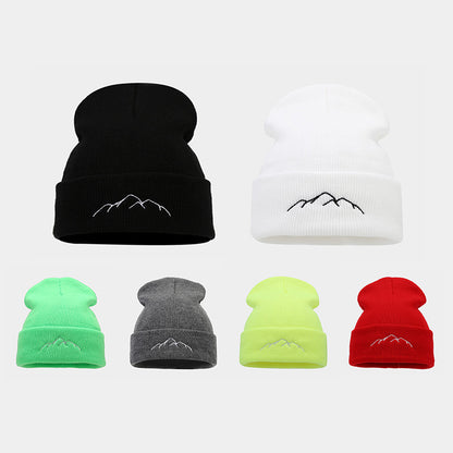 Peak Embroidery Beanie Hat Warm Trendy
