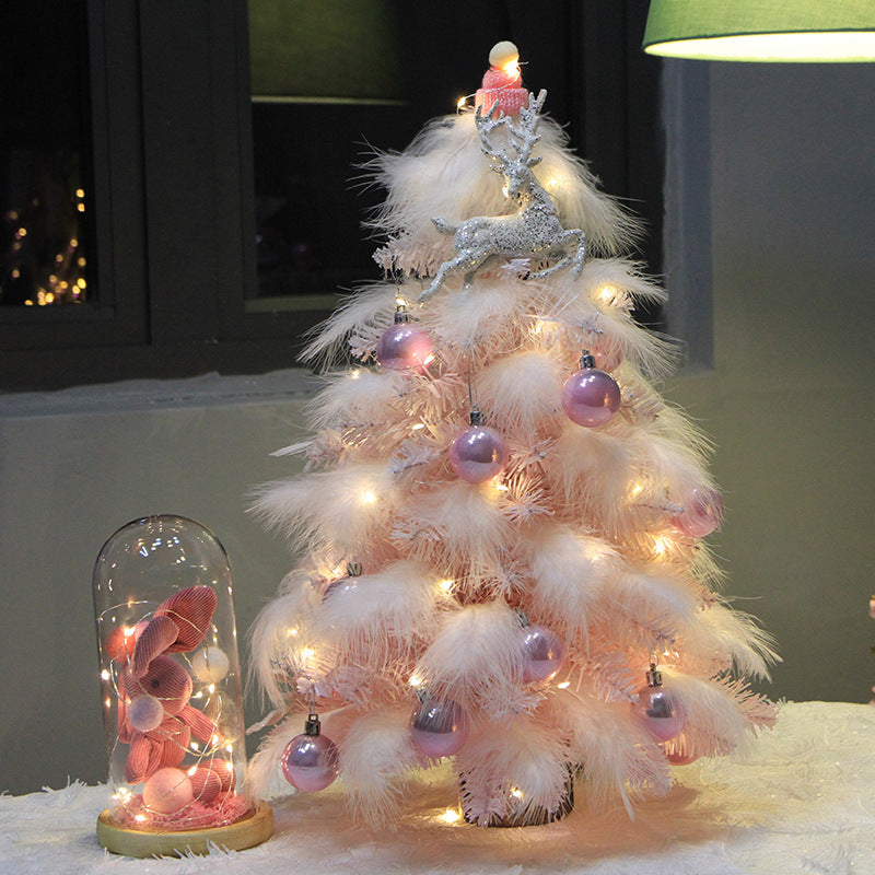 Pink Feather Desktop Christmas Tree Ornament