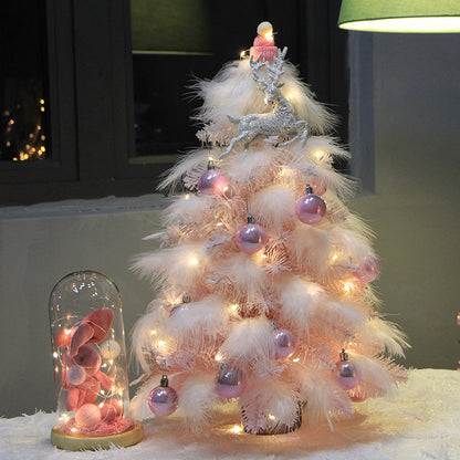 Pink Feather Desktop Christmas Tree Ornament