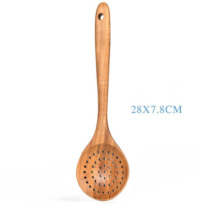 Teak Wood Cooking Utensil Set Kitchen Tools
