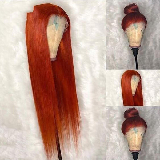 Dark Orange Straight Wig Headgear