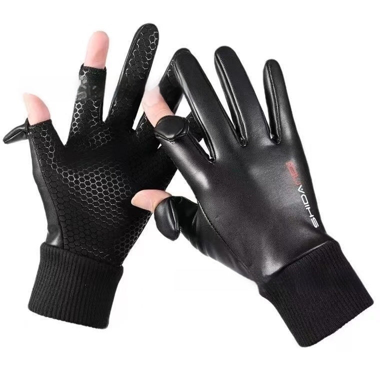Men's Warm Touch Screen Leather Gloves