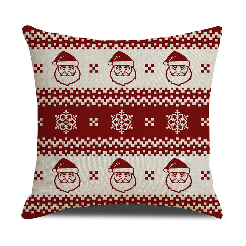 Christmas Linen Stripe Print Pillowcase