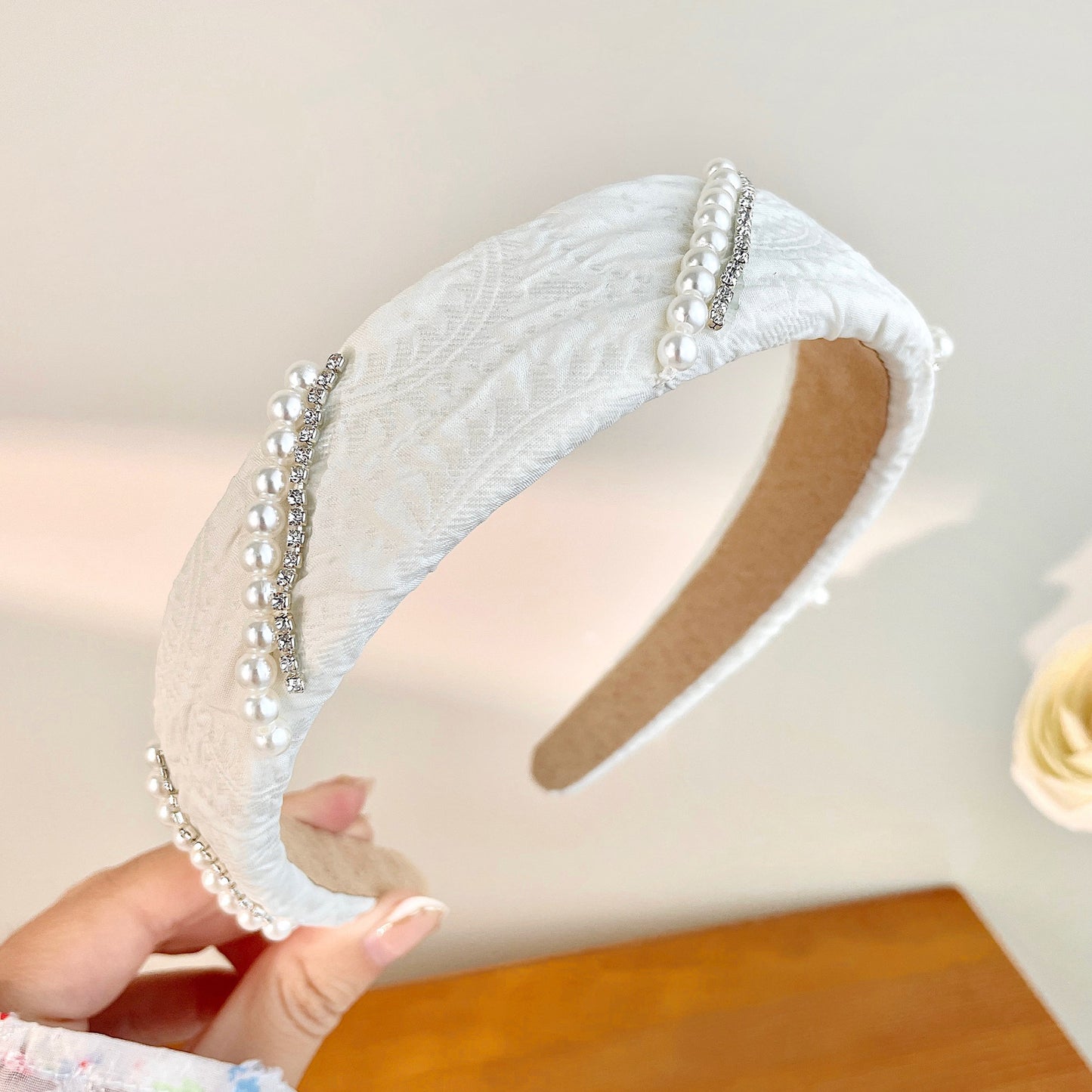 Pearl Mesh Small Flower Hair Band Blue Color