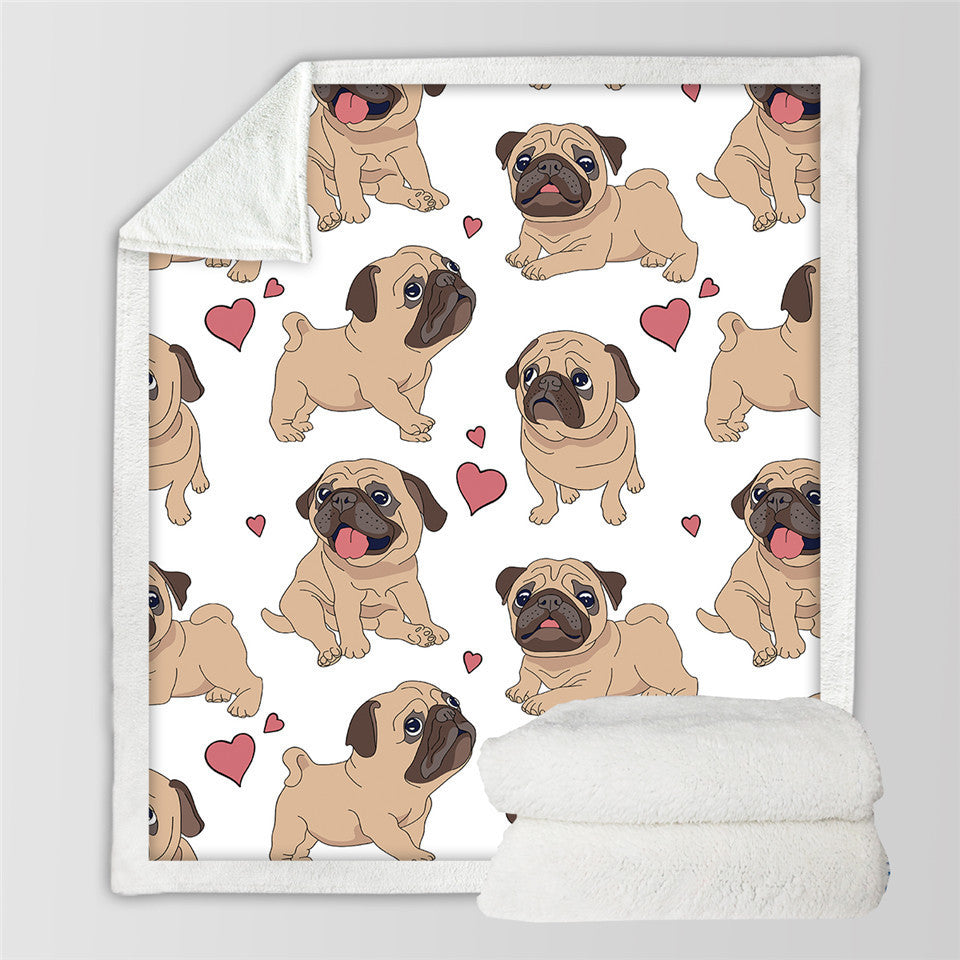 Winter Double Layer Fleece Blanket Puppy Series