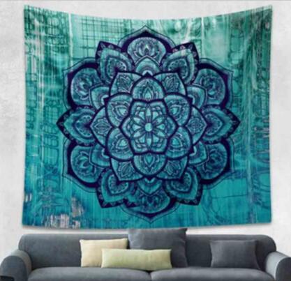 Green & Blue Mandala Tapestry - 210x150cm