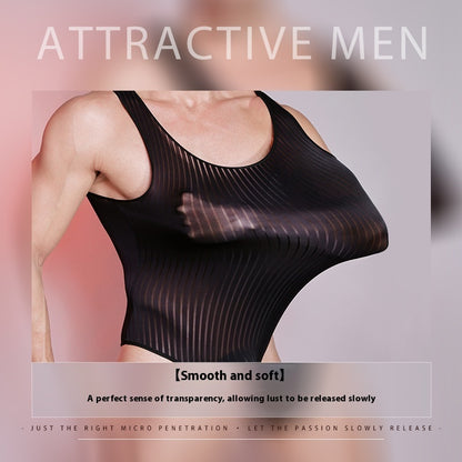 Thin Tight-fitting High Elastic Vertical Bar Men's One-piece
