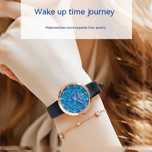 Simple Natural Sapphire Diamond Women's Watch