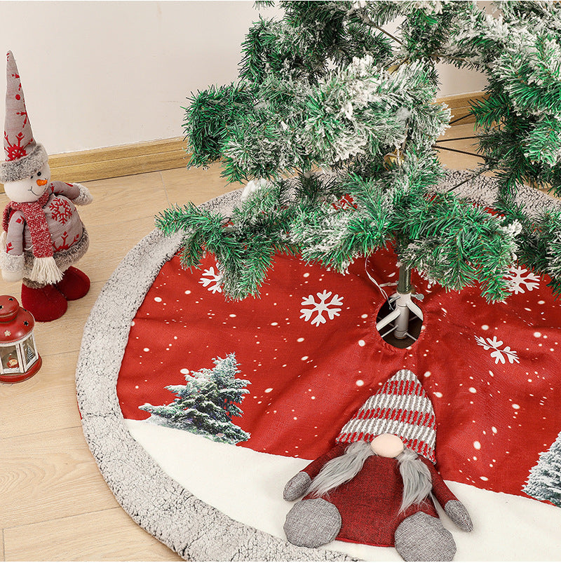 Linen Christmas Tree Skirt Bottom Decoration Supplies
