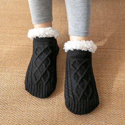 Winter Knitted Plush Socks, Non-slip, Women’s