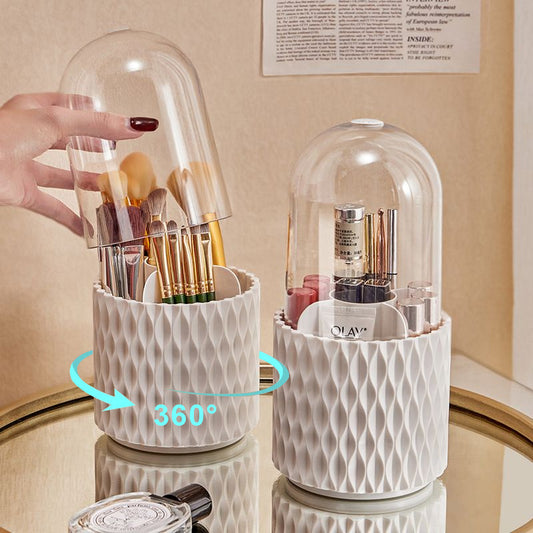 360° Rotating Makeup Brush Storage with Lid