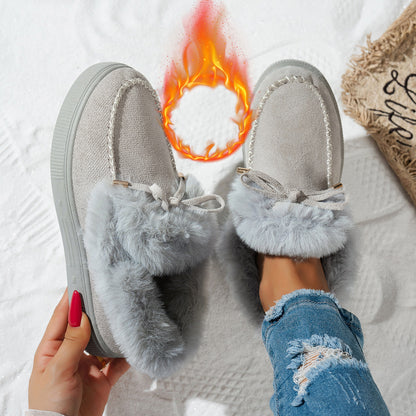 Round Head Thick Bottom Velvet Padded Plus Size Women's Snow Boots