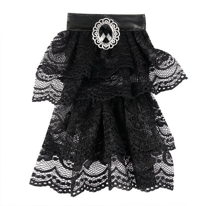 Vintage Embroidered Lace Black Bow Tie