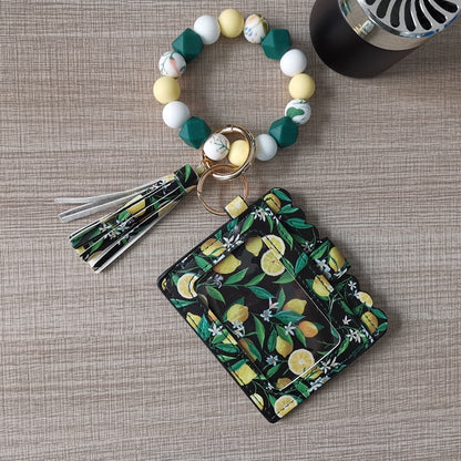 Silicone Beads Bracelet Key Chain Leopard Print