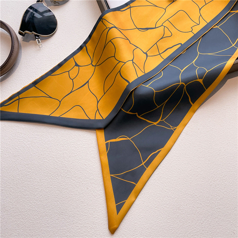 Thin Houndstooth Silk Scarf - Hair Tie