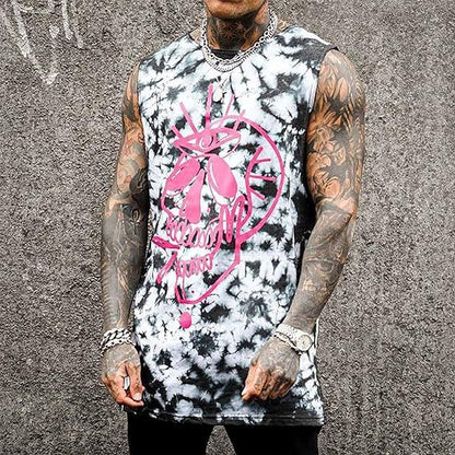 Men's Plus Size Sleeveless 3D Retro Print Vest
