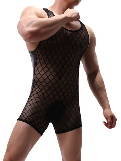 New Sports Diamond Mesh Boxer Bodysuit Breathable