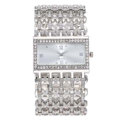 Women's Square Rhinestone Steel Band Watch