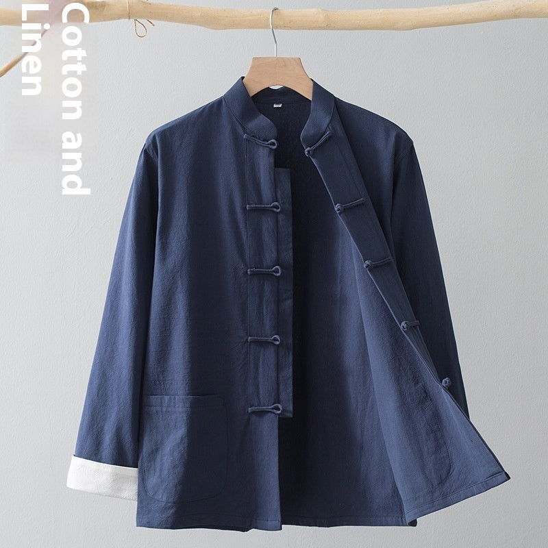 Cotton Linen Coat Vintage Top For Men