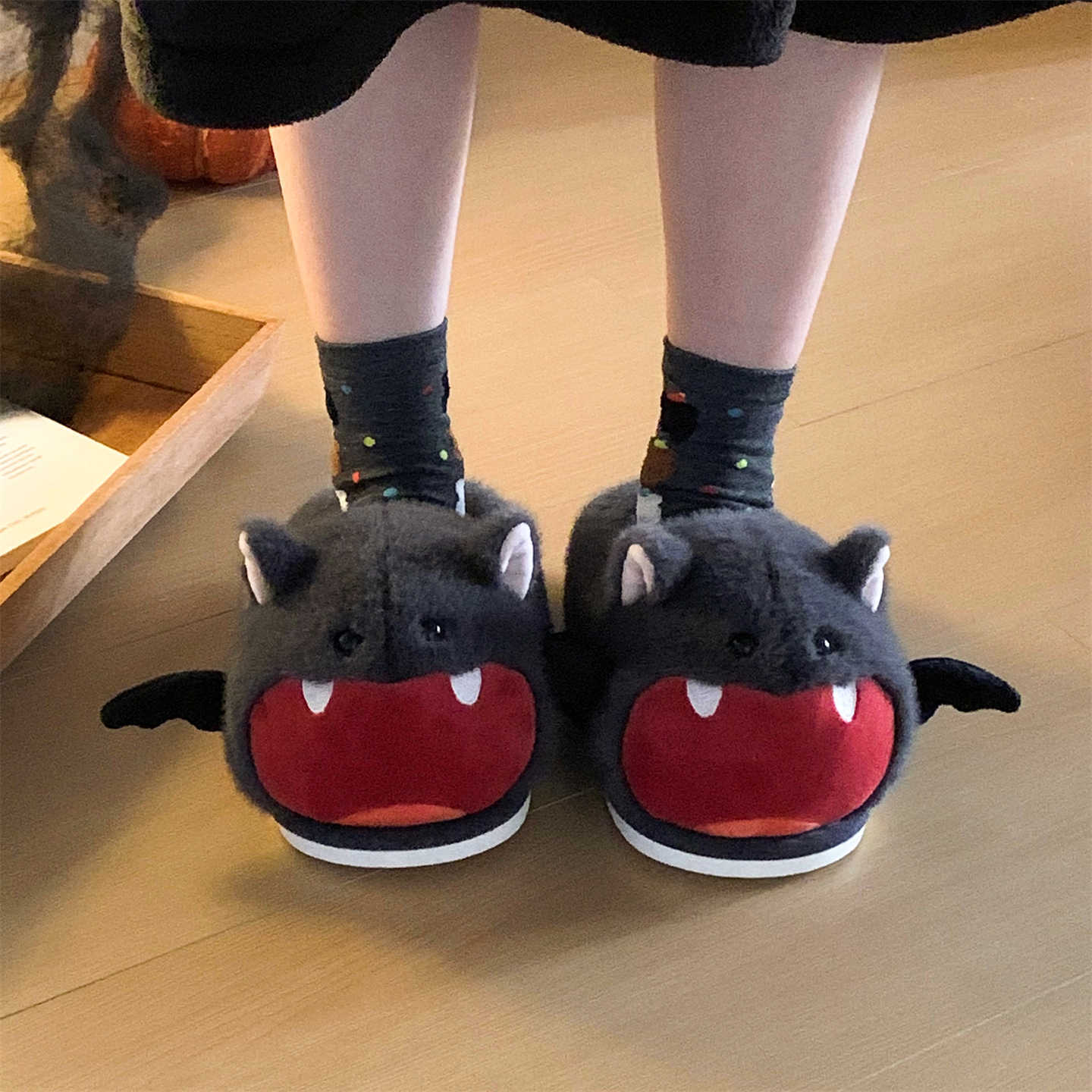 Cute Bat Halloween Personality Ins Cotton Slippers