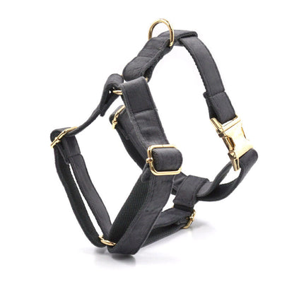 Dark Grey Velvet Pet Collar Leash
